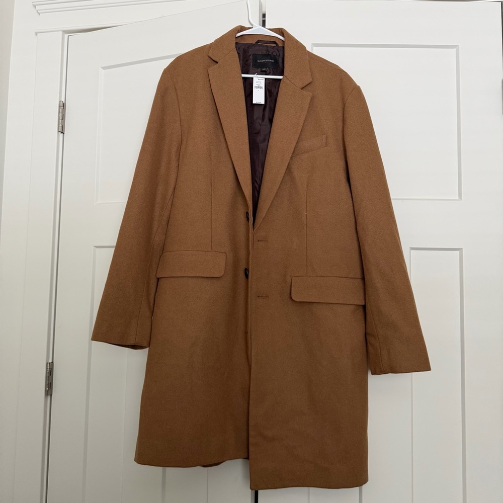 New With Tags Banana Republic Wool Topcoat in Camel - Picture 2 of 3